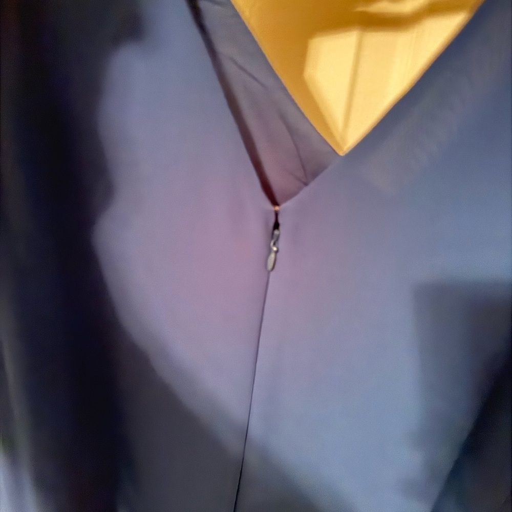 I.N.C | International Concepts Blue Shift Dress XL Long Sleeve V Neck Bow Back - Picture 8 of 9